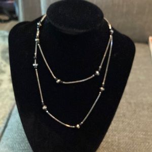 Silver with Black Beading Necklace